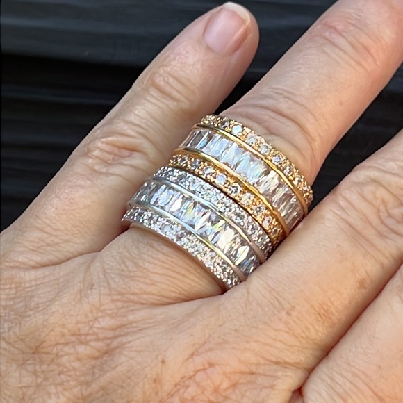 Wide CZ Infinity Band Gold Or Silver - Picture 1 of 9